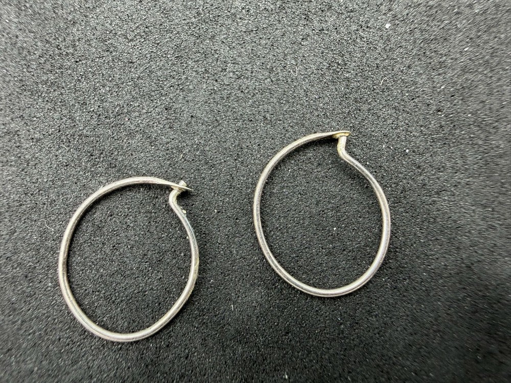 0.24g Vintage Sterling Silver 925 Small Thin Hoop Earrings Minimalist M