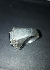 Sterling Silver ring with mother of pearl, onyx and markasite size 8
