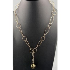 Vintage Erwin Pearl Sterling Silver Lavalier Necklace Twisted Links Art Glass