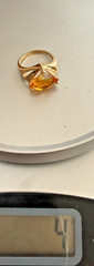 Vintage Mid Century 14K Yellow Gold Fancy Cut Citrine Cocktail Ring 4g Size 7