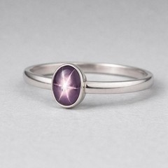 Natural Star Sapphire Ring 925 Sterling Silver Minimalist Solitaire Ring