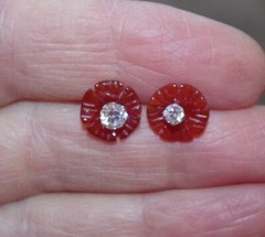 Carnelian Carved Flower 9MM Jackets For Studs Use With Any Stud Bridal Shower