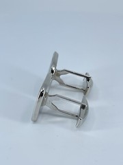 Cufflinks Mother of Pearl square flat MOP polished silver tone 7/8″