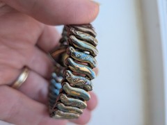 VTG WWII 1940s LaMode Sweetheart Heart Expansion Bracelet Precious Metal Petina