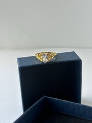 Vintage Clear Cubic Zirconia Ring Gold Plated Womens Size 7