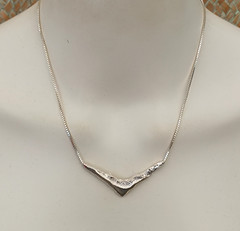Freeform Modernist Sterling Silver Necklace Artisan Sculptural V OOAK Hadamard