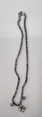 Antique Art Deco Silver Tone Rhinestone Emerald Cut Pendant Drop Necklace