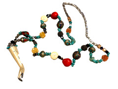 OOAK ARTIST MACABE MIXED BEAD NECKLACE ANTIQUE METAL DOLL ARM RIGHT HAND