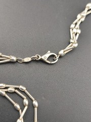 Vintage Goldenrose Italy 925 Sterling Silver 3 Strand Bead Link Necklace 21g