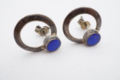 Vintage Sterling Silver 925 Lapis Lazuli Earrings