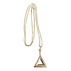 Vintage Yellow Gold Plated Triangle Pendant Necklace Chain B232