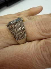 Vintage Sterling Silver Ring Scorpion Signet Bar Black Mens 8 8.5 Carved Rustic