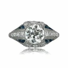 Art Deco Style Vintage Round Cut Lab Created Diamond 925 Silver Engagement Ring