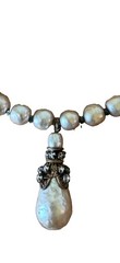 Vintage Miriam Haskell Faux Baroque Pearl Pendant UNSIGNED Wired Choker “AS IS”
