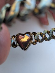 VTG WWII 1940s LaMode Sweetheart Heart Expansion Bracelet Precious Metal Petina