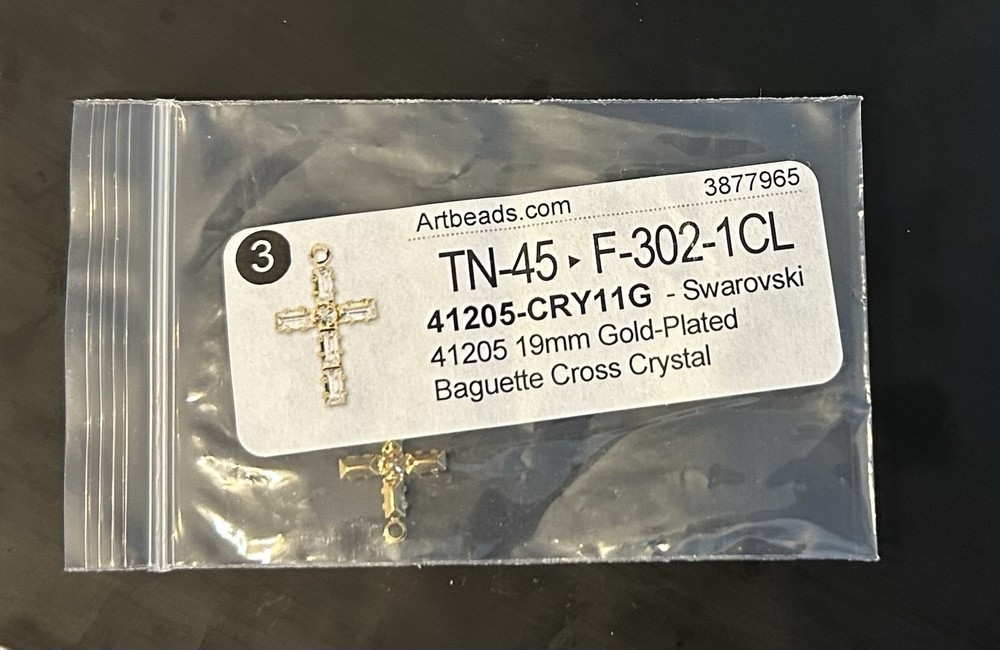 Swarovski Crystal Baguette Cross Gold Plated