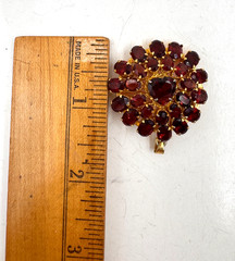 VICTORAN GENUINE RED ALMANDINE GARNET BROOCH PENDANT LRG MULTI TIERED HEART STN