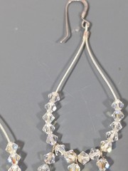 Aurora Borealis Glass Bead Tassel Fringe Teardrop Dangle Earrings Long