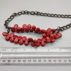 Red Genuine Stone Statement Necklace Beaded 30″ VTG Estate Healing Boho Chic