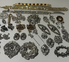 VTG Costume Jewelry Lot Rhinetones Signed & Unsigned WEISS KRAMER Sterling GF