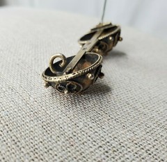 Antique Etruscan Revival Pin Brooch c 1900 Gold Russian Hallmark Granulation
