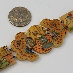 Persian Storyteller Bracelet Hand Painted Panels People Birds Unique Design Rare