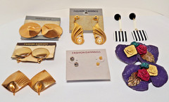 Lot of 7 of Pairs Vintage Unbranded New Old Stock Fashion Earrings