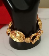 Vintage Runway Chunky Gold Tone Swirl Chain Belt Necklace & Bracelet Set 60s 80s