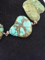 Vintage Turquoise Statement Necklace | Asymmetrical Multi-sized Stones | 18″