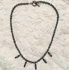 Vintage Freshwater Pearl Necklace Sterling Silver Toggle Clasp Gray Dainty