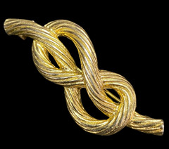 Vintage Brooch GoldTone Rope Twisted Knot Knotted 2.25″ Long