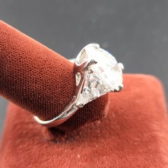 Vtg Sz 5 Ring Teardrop w/ Triangles Cubic Zirconia 18KGE Fashion Jewelry STS#6