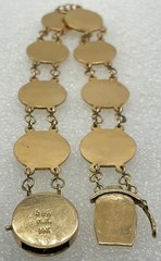 Vintage 14k Gold Chinese Symbol Character Link Bracelet – 12.8 Grams, 13mm Wide