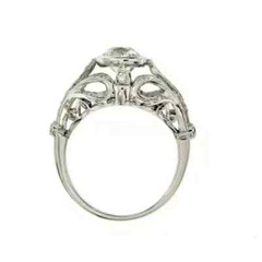 Art Deco Style Lab Created Diamond Engagement & Wedding Ring 14k White Gold FN