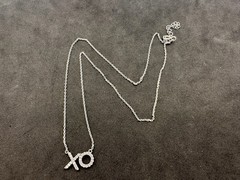 2.06g Vintage Sterling Silver 925 XO Pendant Necklace Adjustable M 17 in