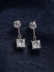 Pretty Dangle Drop Stud Earrings 2.3 Ct Simulated Diamond 14K White Gold Over