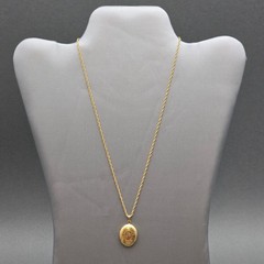 Vintage Hallmark Cards Locket Pendant Necklace 18″ Gold Tone Rope Chain