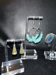 Lot Of 4 Pairs Southwestern-style Vintage Dangle Pierced Earrings Estate Jewelry