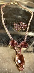 Antique Czech Czechoslovakia Bohemian Amethyst Glass Rhinestone Demi Parure Set