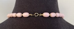 Vintage Necklace 1970’s Pink Lucite Beads, Graduated, Gold-toned Spacers 29 In