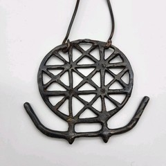 Antique Wrought Iron Artisan Necklace Bold Geometric Estate
