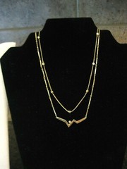 Lot 4 Necklaces Curved Links, Attached Pendant, Chains w/ Tiny Beads, 2 TRIFARI
