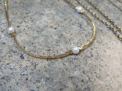 Vintage Necklace Lot Of 4 Chains Gold Tone 17” 18” 23” 23″,Gold/Pearl