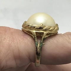 Vintage 18K GE Plated Signed A Faux Pearl Ring varied sizes