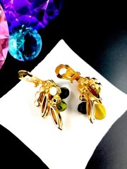 JULIANA D&E CARMEN MIRANDA STYLE NUGGET BEAD BRACELET BROOCH EARRINGS SET BOOK