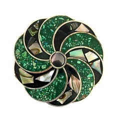 Vintage Pinwheel Flower Abalone Pinwheel Brooch Pendant Alpaca Mexico