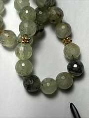 Necklace Green Prehnite Gold Vermeil Clasp Spacer Beads 24” 10mm Faceted Beads