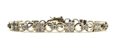 Vintage Signed FAS 925 Two Tone Sterling Silver Vermeil CZ Tennis Bracelet