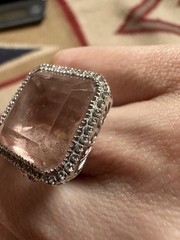 Vintage Estate 18k White Gold Pink Topaz And Diamond Cocktail Ring 4.5
