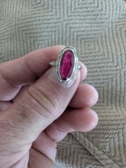 Vintage 18k white gold Art Deco Synthetic Ruby ring 1920s-30s size:6.25